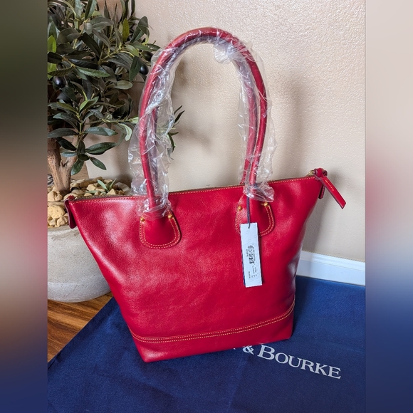Dooney & Bourke Handbags - Dooney and Bourke Florentine Tulip Shopper Tote in RED Nwt